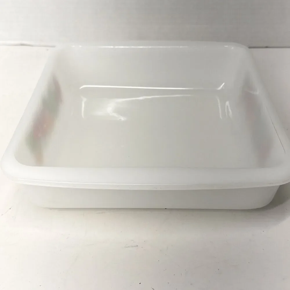 Vintage Glasbake White Milk Glass Loaf Pan Baking Dish 8 Inch Square Vegetables